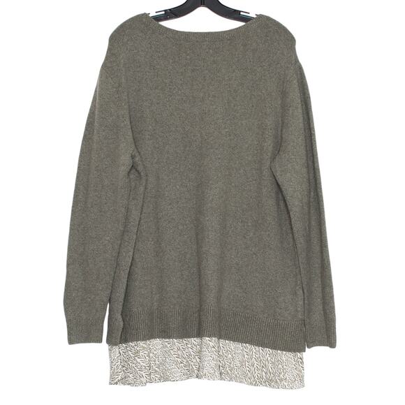 NWT Loft Sweater Merino Wool Minimalist Lagenlook Scandi Neutral Green 20/22 - Picture 2 of 6